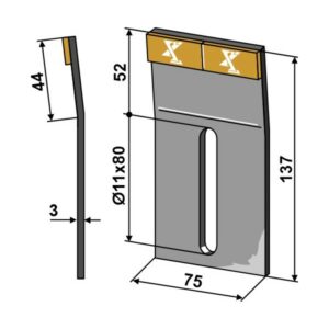 Avskraper - Hardmetall - 137x75x3 mm - Kuhn