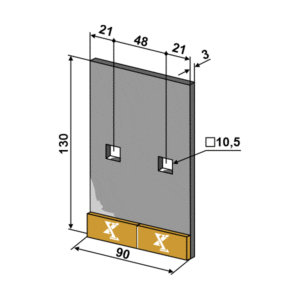 Avskraper - Hardmetall - 130x90x3 mm - Lemken