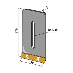 Avskraper - Hardmetall - 170x90x5 mm - Pöttinger