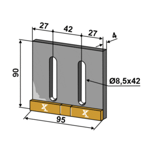 Avskraper - Hardmetall - 90x95x4 mm - Maschio / Gaspardo