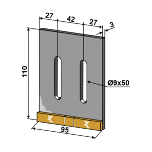 Avskraper - Hardmetall - 110x95x3 mm - Maschio / Gaspardo