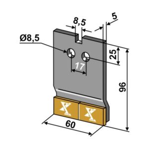Avskraper - Hardmetall - 96x60x5 mm - Lemken