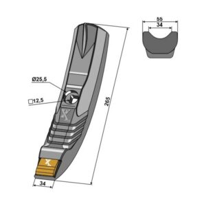 Skjærspiss - Hardmetall - 265x34 mm - Kuhn