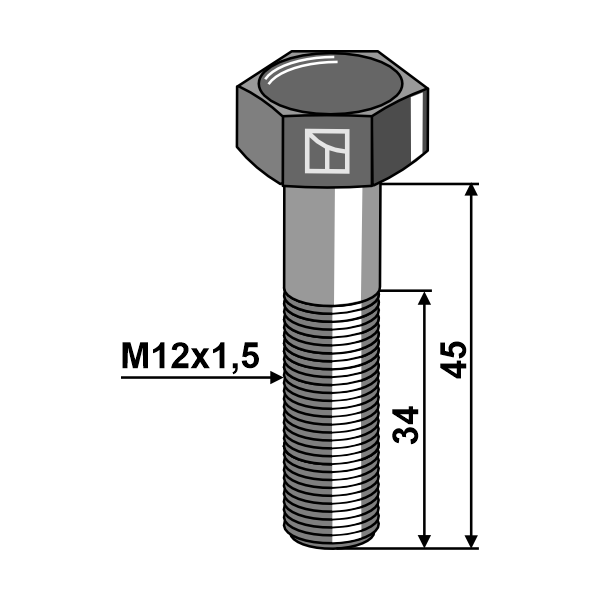 Sekskantskrue - 12.9 - M12x1,5x45 mm