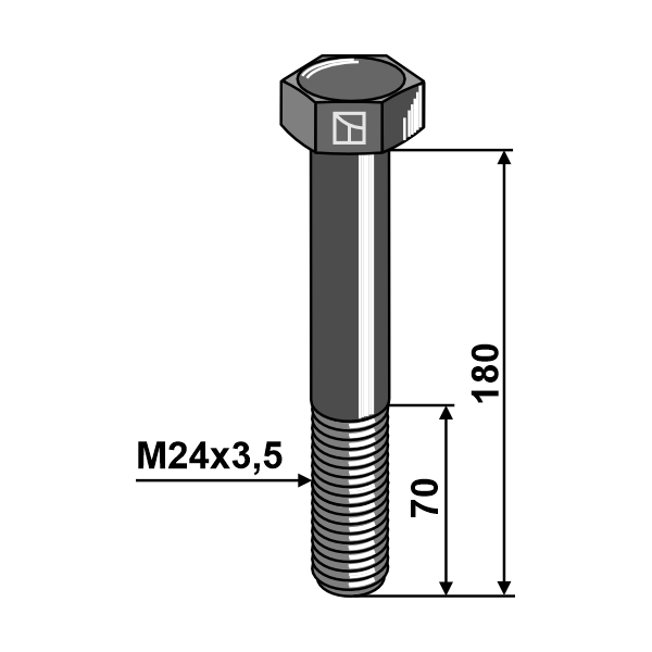 Sekskantskrue - M24x3,5x180 mm