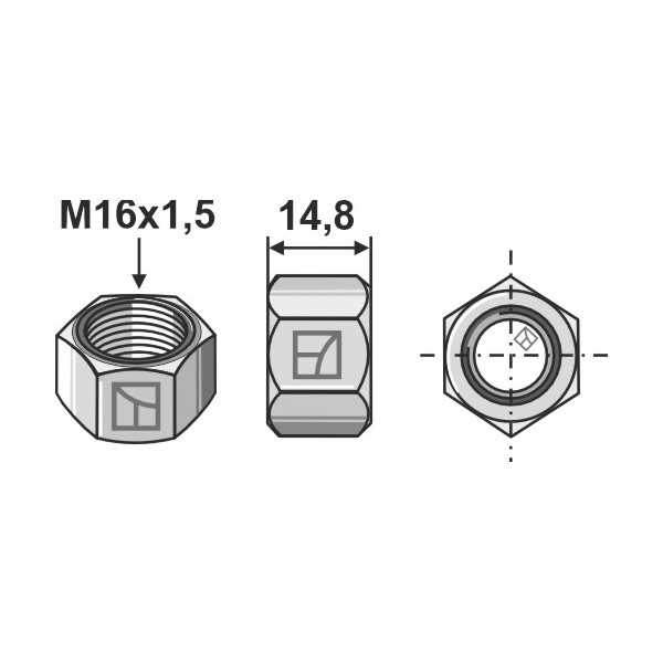 Mutter - 8.8 - M16x1,5x mm
