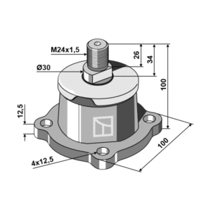 Nav - Høyregjenget - M24x1,5x mm - 100 mm - Lemken