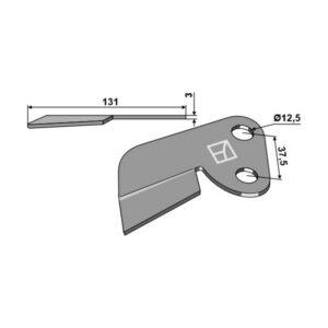 Avskraper - Høyre - 131x3 mm - Lemken