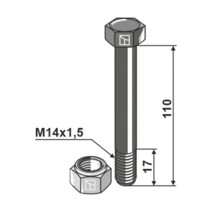 Sekskantskrue med Låsemutter -10.9 - M14x1,5x110 mm - GreenTec