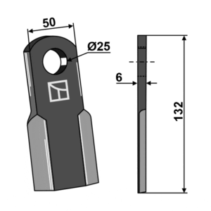 Kniv / Slagstål RC132 - 132x50x6 mm - GreenTec