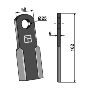 Kniv / Slagstå RC162 - 162x50x6 mm - GreenTec