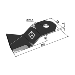 Kniv - Venstre - 205x75x7 mm - Major