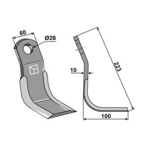 Y-kniv - 223x60x10 mm - OMARV