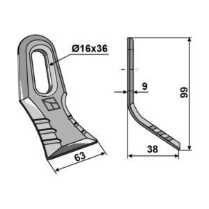 Y-kniv - 99x55x9 mm