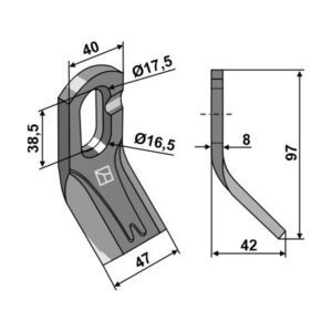 Y-kniv - 97x40x8 mm - Lagarde