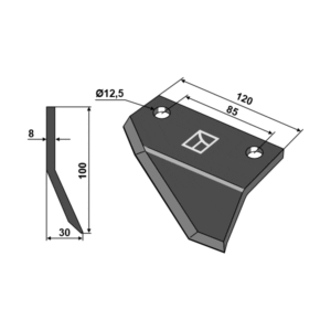 Gravekniv - Venstre - 100x120x8 mm - Melio, Petry
