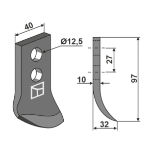 Gravekniv - 97x40x10 mm - Maletti