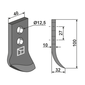 Gravekniv - 100x40x10 mm - Maletti