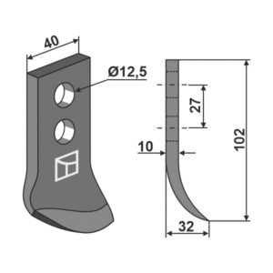 Gravekniv - 102x40x10 mm - Maletti