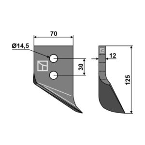 Gravekniv - Høyre - 125x70x12 mm - Maletti