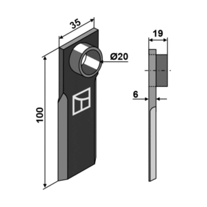 Halmsnittekniv - 100x35x6 mm - Willibald