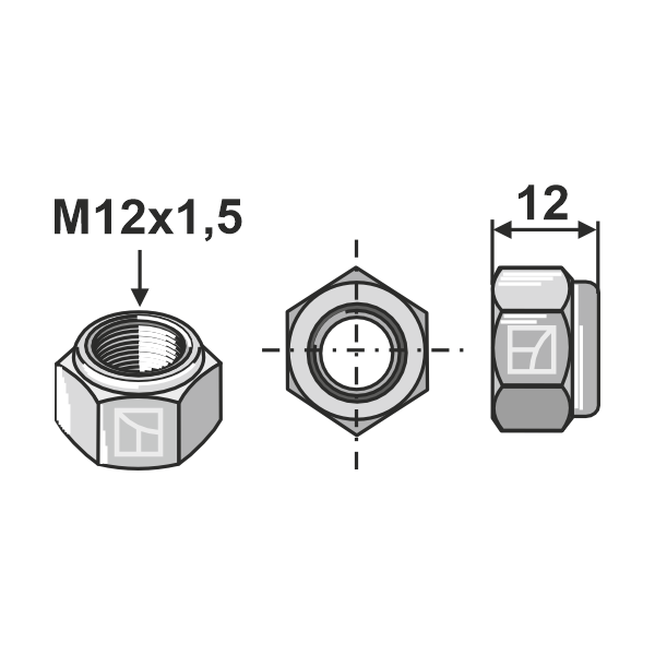 Låsemutter - 8.8 - M12x1,5 mm