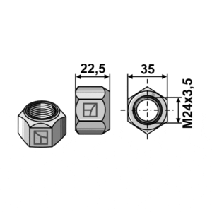 Låsemutter - 8.8 - M24x3,5 mm Galv
