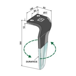 Fresetind til Horisontalfres (DURAFACE) - Venstre - 300x100x12 mm - Alpego