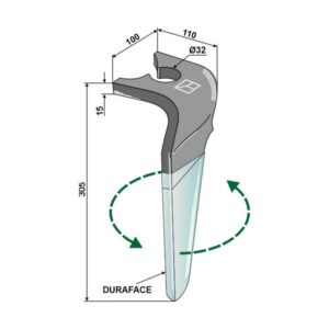 Fresetind til Horisontalfres (DURAFACE) - Venstre - 305x100x15 mm - Breviglieri