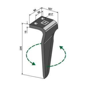 Fresetind til Horisontalfres - Venstre - 295x90x15 mm - Falc