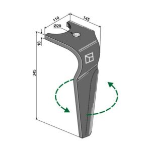 Fresetind til Horisontalfres - Venstre - 345x110x18 mm - Kuhn