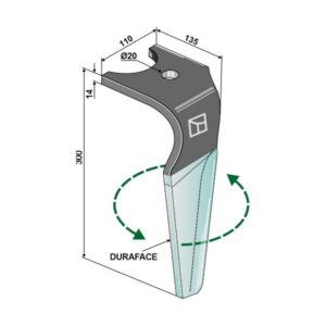 Fresetind til Horisontalfres (DURAFACE) - Venstre - 300x110x14 mm - Kuhn