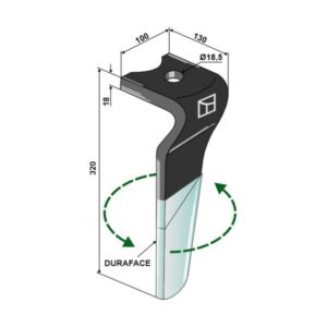 Fresetind til Horisontalfres (DURAFACE) - Venstre - 320x100x18 mm - Kverneland, Maletti