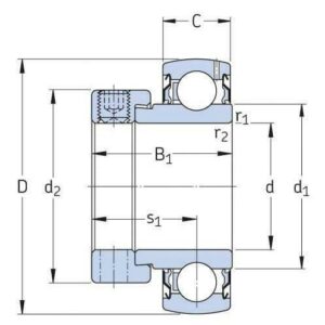 Gopart Kulelager innsats SA - 30x62x33,9 mm - SA206GP - Varenummer: SA206GP