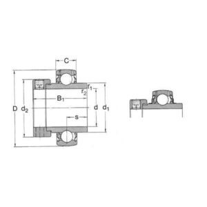 SKF YEL2062RFSKF Y-lager med excenterring SKF YEL 206-2RF/VL065 30x62x48,4/18 mm, Varenummer YEL2062RFSKF
