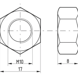 Alternative view of Sekskantmutter M10 - 8.8 - Stål