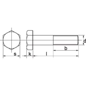 Tegning av Sekskantskrue M12x130 - A2 i  Rustfritt stål