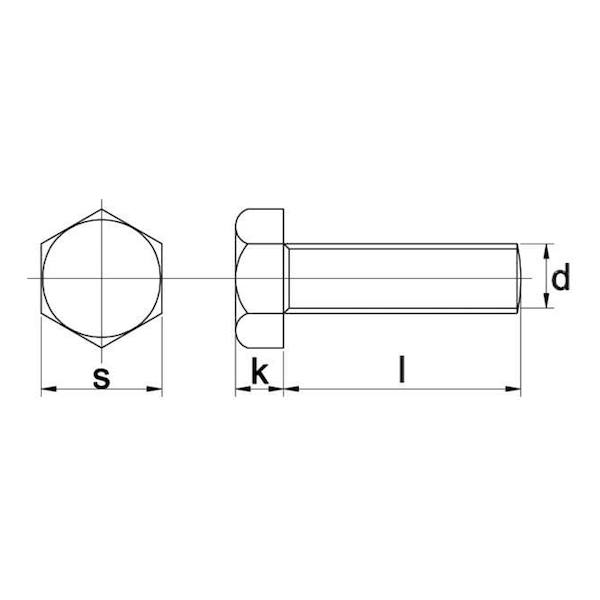Tegning av Stålsettskrue MF kvalitet 10.9 FZB 14 x 1,5 x 25 mm DIN 961