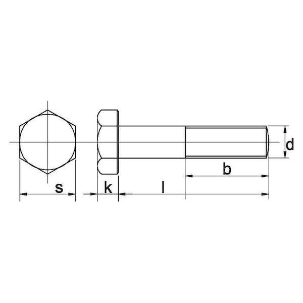 Tegning av Stålskrue MF kvalitet 10.9 FZB 16 x 1,5 x 130 mm DIN 960