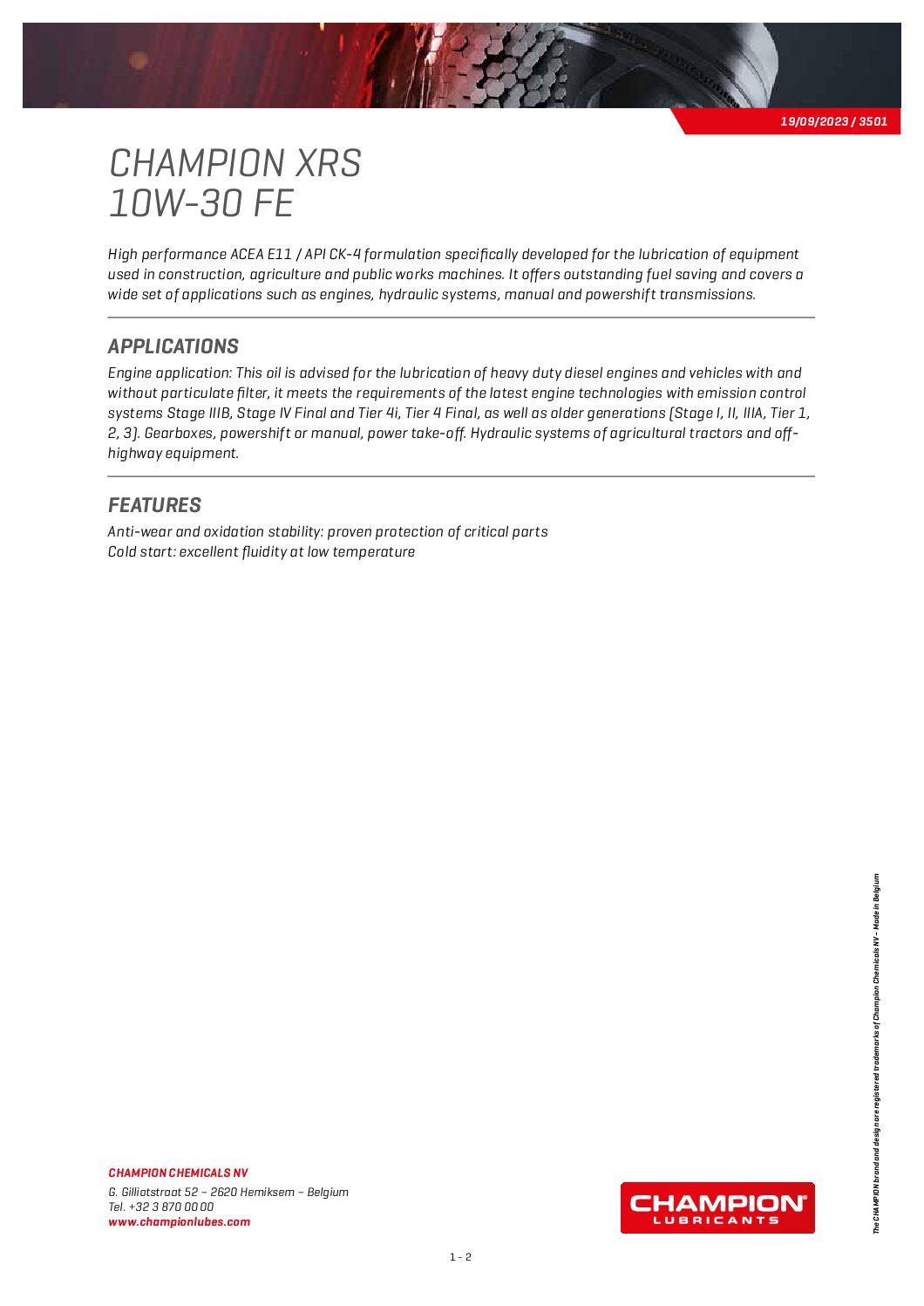 Alternative view of Champion XRS 10W-30 FE - 20 Liter